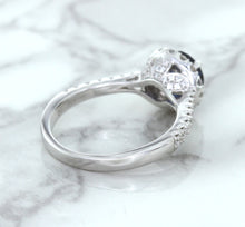 Load image into Gallery viewer, 1.82ct Round Blue Sapphire Ring with Diamond Halo in 18K White Gold