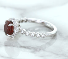 Load image into Gallery viewer, 1.75ct Unheated GIA Certified Round Ruby Ring with Diamond Halo in 18K White Gold