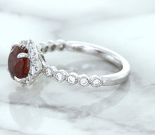 Load image into Gallery viewer, 1.75ct Unheated GIA Certified Round Ruby Ring with Diamond Halo in 18K White Gold