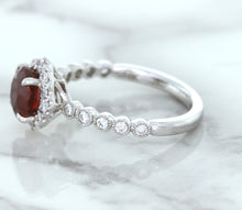 Load image into Gallery viewer, 1.75ct Unheated GIA Certified Round Ruby Ring with Diamond Halo in 18K White Gold