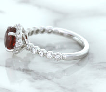 Load image into Gallery viewer, 1.75ct Unheated GIA Certified Round Ruby Ring with Diamond Halo in 18K White Gold