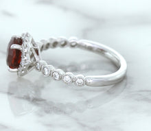 Load image into Gallery viewer, 1.75ct Unheated GIA Certified Round Ruby Ring with Diamond Halo in 18K White Gold