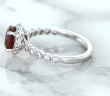 Load image into Gallery viewer, 1.75ct Unheated GIA Certified Round Ruby Ring with Diamond Halo in 18K White Gold