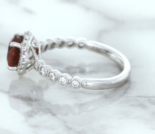 Load image into Gallery viewer, 1.75ct Unheated GIA Certified Round Ruby Ring with Diamond Halo in 18K White Gold