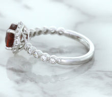 Load image into Gallery viewer, 1.75ct Unheated GIA Certified Round Ruby Ring with Diamond Halo in 18K White Gold