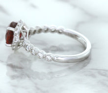 Load image into Gallery viewer, 1.75ct Unheated GIA Certified Round Ruby Ring with Diamond Halo in 18K White Gold