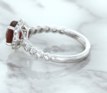Load image into Gallery viewer, 1.75ct Unheated GIA Certified Round Ruby Ring with Diamond Halo in 18K White Gold