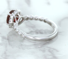 Load image into Gallery viewer, 1.75ct Unheated GIA Certified Round Ruby Ring with Diamond Halo in 18K White Gold