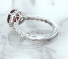 Load image into Gallery viewer, 1.75ct Unheated GIA Certified Round Ruby Ring with Diamond Halo in 18K White Gold