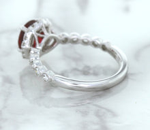 Load image into Gallery viewer, 1.75ct Unheated GIA Certified Round Ruby Ring with Diamond Halo in 18K White Gold