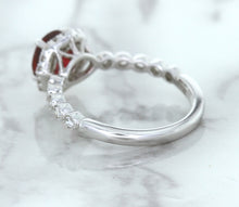 Load image into Gallery viewer, 1.75ct Unheated GIA Certified Round Ruby Ring with Diamond Halo in 18K White Gold