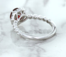 Load image into Gallery viewer, 1.75ct Unheated GIA Certified Round Ruby Ring with Diamond Halo in 18K White Gold