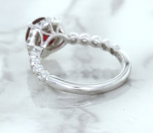 Load image into Gallery viewer, 1.75ct Unheated GIA Certified Round Ruby Ring with Diamond Halo in 18K White Gold