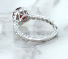 Load image into Gallery viewer, 1.75ct Unheated GIA Certified Round Ruby Ring with Diamond Halo in 18K White Gold