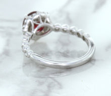 Load image into Gallery viewer, 1.75ct Unheated GIA Certified Round Ruby Ring with Diamond Halo in 18K White Gold