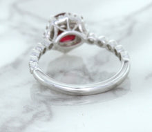 Load image into Gallery viewer, 1.75ct Unheated GIA Certified Round Ruby Ring with Diamond Halo in 18K White Gold