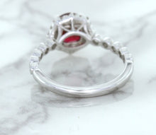 Load image into Gallery viewer, 1.75ct Unheated GIA Certified Round Ruby Ring with Diamond Halo in 18K White Gold
