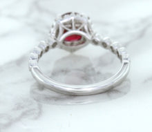 Load image into Gallery viewer, 1.75ct Unheated GIA Certified Round Ruby Ring with Diamond Halo in 18K White Gold