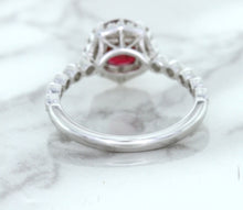 Load image into Gallery viewer, 1.75ct Unheated GIA Certified Round Ruby Ring with Diamond Halo in 18K White Gold