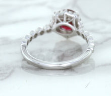 Load image into Gallery viewer, 1.75ct Unheated GIA Certified Round Ruby Ring with Diamond Halo in 18K White Gold