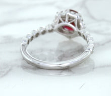 Load image into Gallery viewer, 1.75ct Unheated GIA Certified Round Ruby Ring with Diamond Halo in 18K White Gold