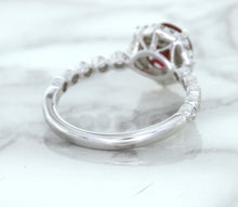 Load image into Gallery viewer, 1.75ct Unheated GIA Certified Round Ruby Ring with Diamond Halo in 18K White Gold