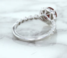 Load image into Gallery viewer, 1.75ct Unheated GIA Certified Round Ruby Ring with Diamond Halo in 18K White Gold