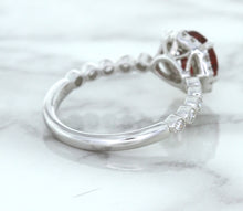 Load image into Gallery viewer, 1.75ct Unheated GIA Certified Round Ruby Ring with Diamond Halo in 18K White Gold
