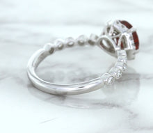 Load image into Gallery viewer, 1.75ct Unheated GIA Certified Round Ruby Ring with Diamond Halo in 18K White Gold