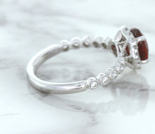 Load image into Gallery viewer, 1.75ct Unheated GIA Certified Round Ruby Ring with Diamond Halo in 18K White Gold