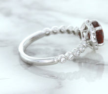 Load image into Gallery viewer, 1.75ct Unheated GIA Certified Round Ruby Ring with Diamond Halo in 18K White Gold