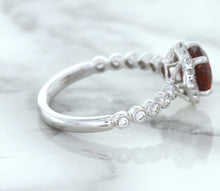 Load image into Gallery viewer, 1.75ct Unheated GIA Certified Round Ruby Ring with Diamond Halo in 18K White Gold