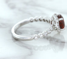 Load image into Gallery viewer, 1.75ct Unheated GIA Certified Round Ruby Ring with Diamond Halo in 18K White Gold
