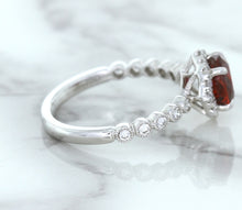 Load image into Gallery viewer, 1.75ct Unheated GIA Certified Round Ruby Ring with Diamond Halo in 18K White Gold
