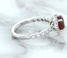 Load image into Gallery viewer, 1.75ct Unheated GIA Certified Round Ruby Ring with Diamond Halo in 18K White Gold
