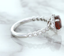 Load image into Gallery viewer, 1.75ct Unheated GIA Certified Round Ruby Ring with Diamond Halo in 18K White Gold