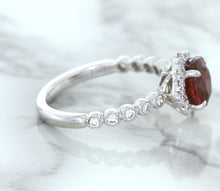 Load image into Gallery viewer, 1.75ct Unheated GIA Certified Round Ruby Ring with Diamond Halo in 18K White Gold