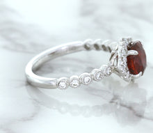 Load image into Gallery viewer, 1.75ct Unheated GIA Certified Round Ruby Ring with Diamond Halo in 18K White Gold