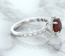 Load image into Gallery viewer, 1.75ct Unheated GIA Certified Round Ruby Ring with Diamond Halo in 18K White Gold