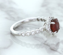 Load image into Gallery viewer, 1.75ct Unheated GIA Certified Round Ruby Ring with Diamond Halo in 18K White Gold