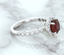Load image into Gallery viewer, 1.75ct Unheated GIA Certified Round Ruby Ring with Diamond Halo in 18K White Gold