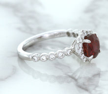 Load image into Gallery viewer, 1.75ct Unheated GIA Certified Round Ruby Ring with Diamond Halo in 18K White Gold
