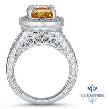 Load image into Gallery viewer, 6.58ct Oval Orangy Peach Sapphire with diamond halo in 0