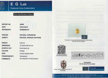 Load image into Gallery viewer, 6.58ct Oval Orangy Peach Sapphire with diamond halo in 0