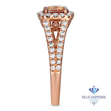 Load image into Gallery viewer, 1.23ct. Cushion Padparadscha Ring with Diamond Halo in 18K Rose Gold
