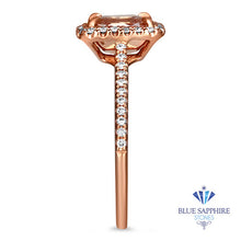 Load image into Gallery viewer, 0.98ct. Radiant Peach Ring with Diamond Halo in 18K Rose Gold