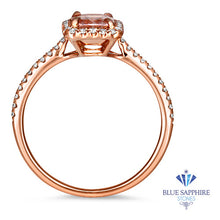 Load image into Gallery viewer, 0.98ct. Radiant Peach Ring with Diamond Halo in 18K Rose Gold