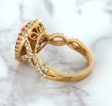 Load image into Gallery viewer, 2.07ct. Oval Padparadscha Ring with Sapphire and Diamond Halo in 18K Rose Gold