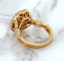 Load image into Gallery viewer, 2.07ct. Oval Padparadscha Ring with Sapphire and Diamond Halo in 18K Rose Gold