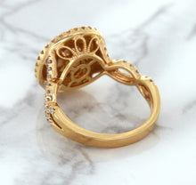 Load image into Gallery viewer, 2.07ct. Oval Padparadscha Ring with Sapphire and Diamond Halo in 18K Rose Gold